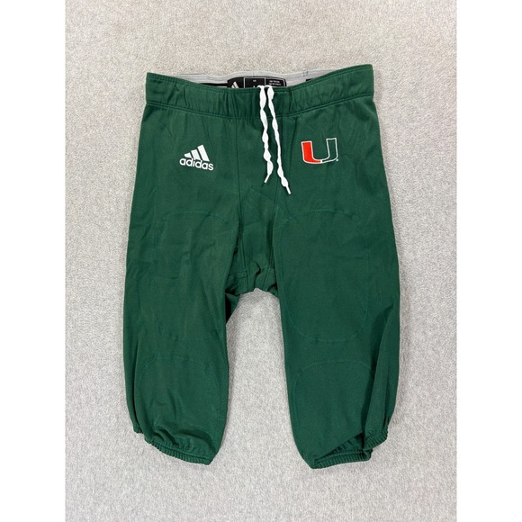 NWT Miami Hurricanes Adidas Stitched Gameday Football Pants (Men's Large) Green‎